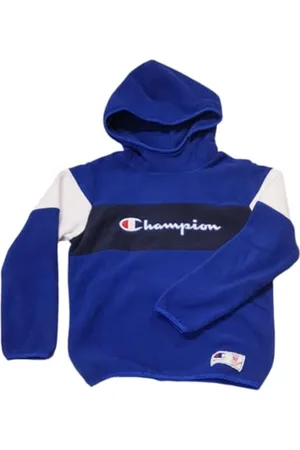 Champion Legacy Retro Sport B (306865) - Sweat à capuche en polaire filament (240gr), Bleu profond/Bleu marine (BAI/NNY/WHT), 9-10 ans (M) Garçons FW24