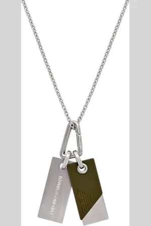 Emporio Armani Collier en acier inoxydable pour homme avec fermoir mousqueton, 50Lx1.66Wx3.7cm, Acier inoxydable, Pas de gemme
