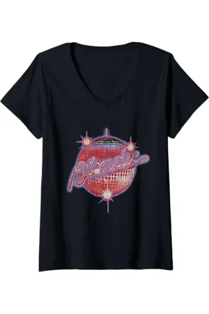 Blond Amsterdam Femme New York Disco Ball Front and Back Vintage Band T-Shirt avec Col en V
