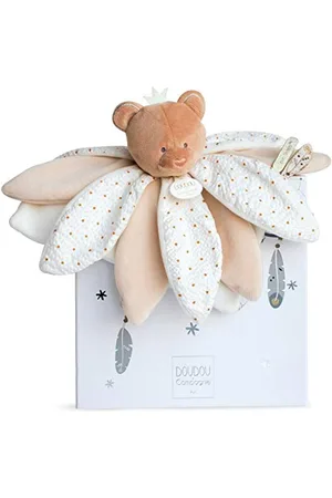 Doudou et Compagnie Plat Carré Ours - 26 cm - Taupe - Sensoriel, Avec Pétales - Collection Attrape Rêve - Idée Cadeau Naissance pour Bébé - Garantie Doudou Perdu - DC2792