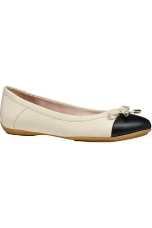 Geox Femme D Charlene C Ballerines Plates, Papyrus/Black, 41 EU