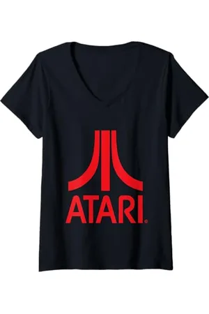 Atari Femme Logo rouge classique T-Shirt avec Col en V