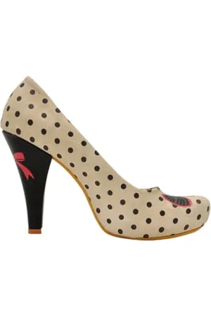 Dogo Femme Cuir Vegan Beige Talons Hauts - Kitty Bell Motif