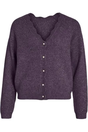 VILA Vicutie L/S Rev Glitter Knit Cardigan/PB, , S Femme