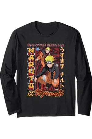 Naruto Shippuden Red and Gold Retro Anime Manche Longue