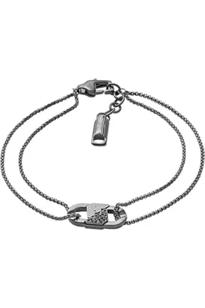 Emporio Armani Bracelet pour homme en acier inoxydable ou perlé avec fermoir mousqueton