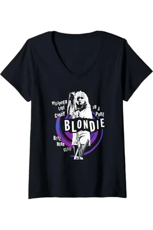 Blond Amsterdam Femme Punk Wrapped Like Candy Vintage Band T-Shirt avec Col en V