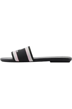 Armani Exchange Femme Thin Sandales Plates à Rayures Fines avec Logo à l
