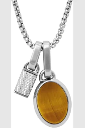 Fossil Collier en cuir pour homme avec fermoir mousqueton, taille unique, Acier inoxydable, Pas de gemme