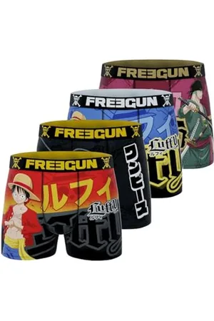 Freegun Caleçon Homme, Boxer Homme One Piece, Original Anime (Lot de 4) Taille S Rouge/Noir/Bleu/Violet