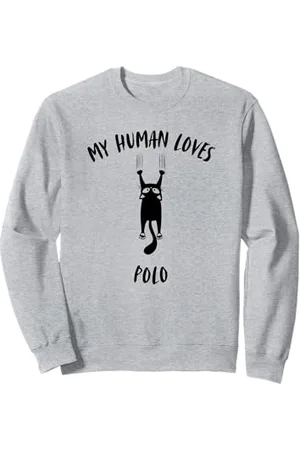 My Human Loves Stuff Polo My Human Loves Playing - Cat Parent Hobby Lover Sweatshirt