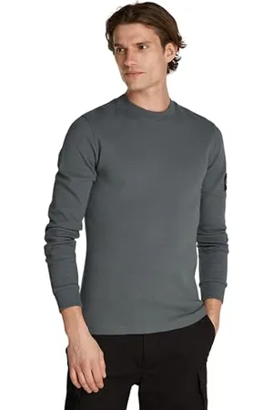 Calvin Klein Jeans T-Shirt Manches Longues Homme Badge Waffle Basique, , XS