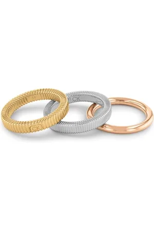 Calvin Klein Lot de 3 Bagues pour Femme Collection PLAYFUL REPETITION en Acier Inoxydable, Or Jaune et Or Rose - 35000027C