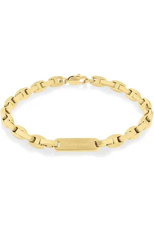 Calvin Klein Bracelet en Chaîne pour Homme Collection BOLD METALS en Or Jaune avec une Plaque Gravée - 35000412
