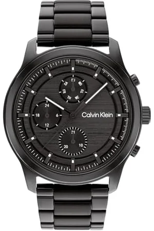 Calvin Klein Montre Analogique Multifunction à Quartz pour Homme Collection Ambition avec Bracelet en Acier Inoxydable Noir - 25200209