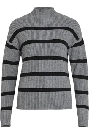 VILA Viril Mockneck L/S Knit Rib Top 2-Noos Pull en Tricot, , L Femme