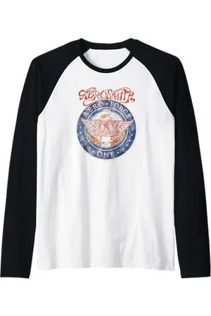 Aerosmith Vintage Aero Force One Eagle Music Band Artwork Manche Raglan