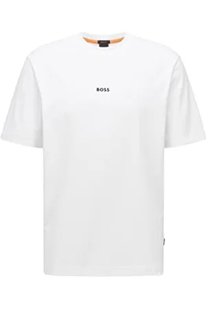 HUGO BOSS Hommes TChup T-Shirt Relaxed en Coton Stretch à Logo imprimé