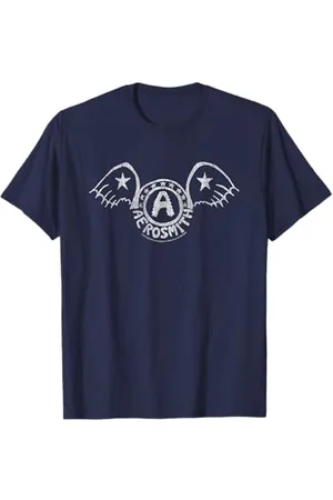 Aerosmith Vintage White Winged Logo Band Emblem Print T-Shirt