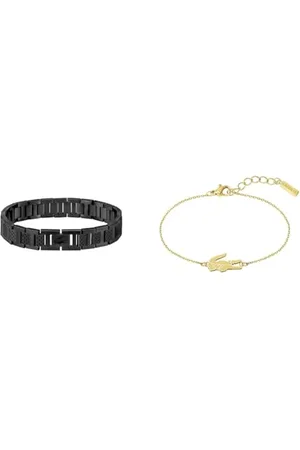 Lacoste Bracelet à Maillons pour Homme Collection METROPOLE Embelli avec motif petit piqué - 2040119 & Bracelet en Chaîne pour Femme Collection CROCODILE - 2040047