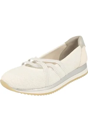 Jana Femme Damen Ballerinas mit Riemen Vegan Ballerines, Blanc/argenté, 41 EU