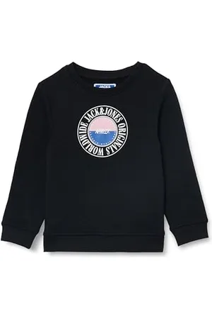 JACK & JONES JACK&JONES JORCOBIN Sweat Crew Neck MNI, Maillot de survêtement Garçon, Black