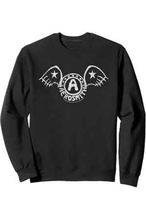 Aerosmith Vintage White Winged Logo Band Emblem Print Sweatshirt
