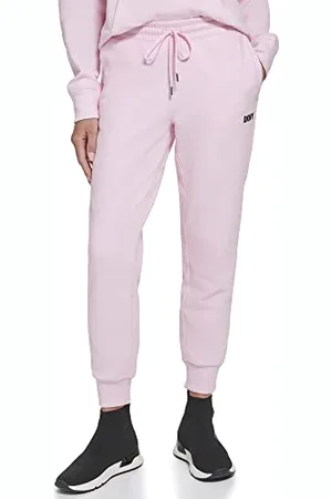DKNY Pantalon de survêtement en Polaire avec Logo à Rayures métalliques, , M Femme