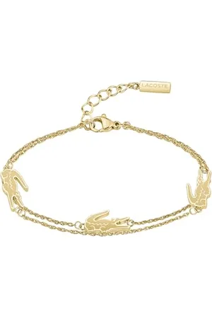 Lacoste Bracelet Chaîne Double pour Femme Collection CROCODILE en Or Jaune avec des Charms en forme de Crocodile - 2040470