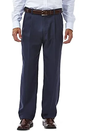 HAGGAR Pantalon pour Homme Cool 18 Caché Extensible Taille Plissé Devant - Tailles Standard et Grandes Tailles Cool 18 Caché Extensible Taille Plissé Devant - Tailles Standard et Grandes Tailles