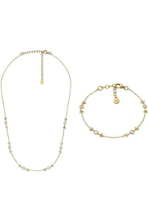 Emporio Armani Femme Collier et Bracelet en Argent Sterling Doré, Ensemble