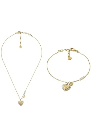 Emporio Armani Femme Collier et Bracelet en Argent Sterling Doré, Ensemble