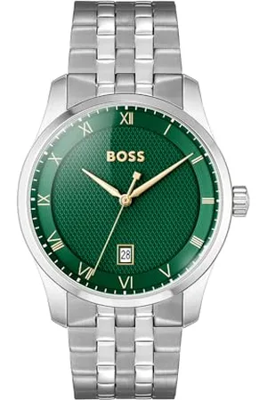 HUGO BOSS Montre à Mouvement à Quartz Trois Aiguilles pour Homme Collection Principle avec Bracelet en Acier Inoxydable Argenté - 1514124