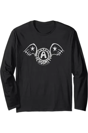 Aerosmith Vintage White Winged Logo Band Emblem Print Manche Longue