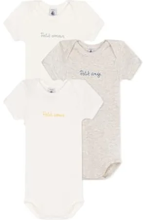 Petit Bateau A0CZQ Bodies Us Manches Courtes, , 3 Mois (Lot de 3) Mixte bébé