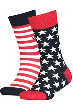 Tommy Hilfiger Classic Chaussettes, Bleu Marine/Rouge, 35/38 (Lot de 2) Enfant Unisexe