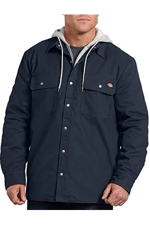Dickies Veste Chemise matelassée à Capuche en Toile de Canard Coupe décontractée, Bleu Marine, M Homme