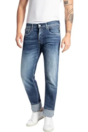 Replay Herren Jeans Grover Straight-Fit Bio, Blau , 29W / 32L