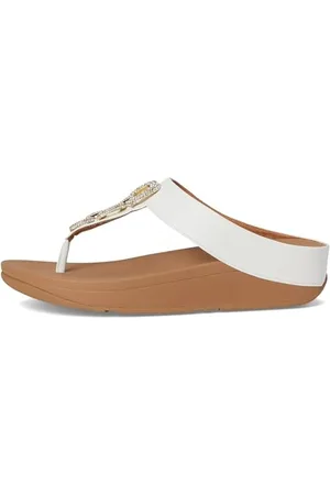 FitFlop Femme Fino Crystal-Chain Leather Toe-Post Sandals, , 36 EU