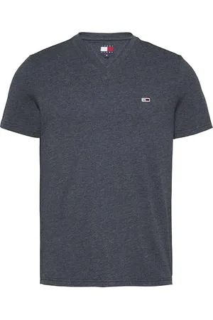 Tommy Hilfiger T-Shirt Manches Courtes Homme Jaspe Col en V, Bleu (Dark Night Navy HTR), XXL