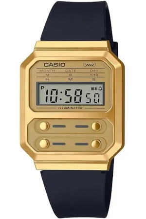 Casio Montre Quartz Unisexe 40.70mm avec Cadran Or Digitale et Bracelet en Plastic/Resin Strap A100WEFG-9AEF