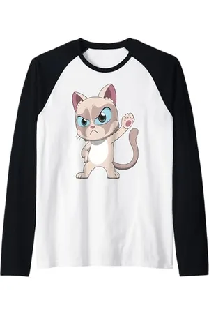 Grumpy Cat Style Anime Manche Raglan