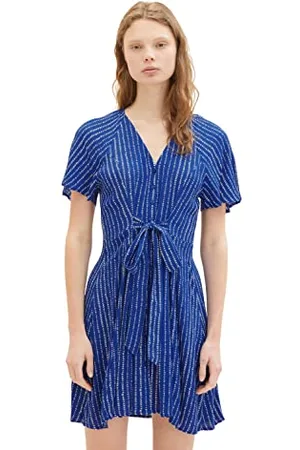 TOM TAILOR 1036602 Robe, 31714-Imprimé Vichy Batik Bleu Vif, M Femme