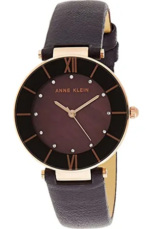 Anne Klein Montre pour Femme avec Bracelet en Cuir et Cristaux de qualité supérieure, AK/3272RGPL