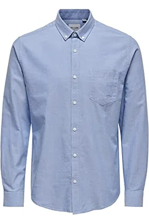 Only & Sons Chemise Oxford Homme ajustée à Manches Longues ONLY&SONS élégante Confortable Chemise Masculine, Couleurs: , Taille:S