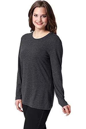 Ulla Popken Basic-Shirt, Rundhalsausschnitt, Slim, Baumwolle Manches Longues, , 44-46 Femme