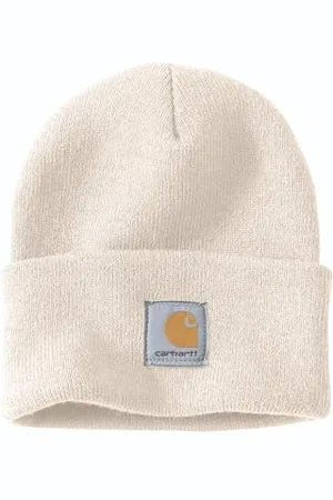 Carhartt Bonnet en Tricot avec Revers Homme, Blanc hivernal, Taille unique