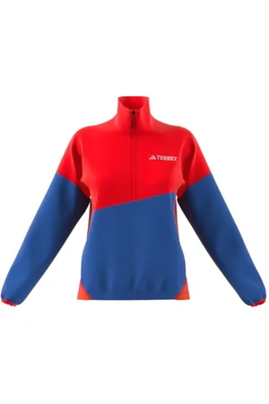 adidas Femme Terrex Multi Climawarm Fleece Anorak, Pure Ruby/Semi Cobalt Blue/Semi Impact Orange, L