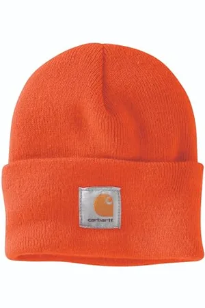 Carhartt Bonnet en Tricot avec Revers Homme, Orange fluo, Taille unique