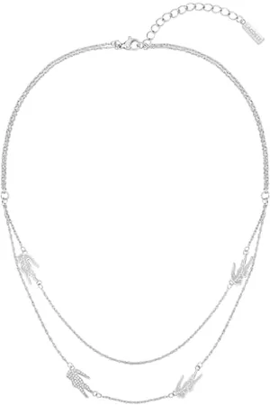 Lacoste Collier Chaîne Double pour Femme Collection CROCODILE en Acier Inoxydable avec des Charms en forme de Crocodile - 2040469